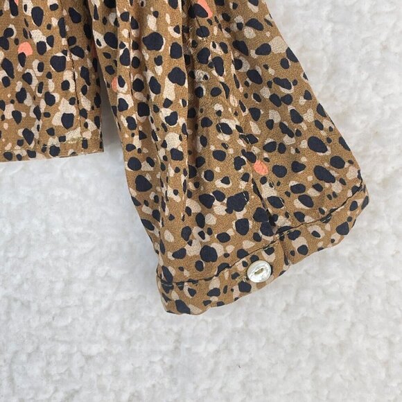 Dolan Brown Animal Print Long Sleeve Round Neck Lightweight Shirt Womens Size L - Picture 4 of 13